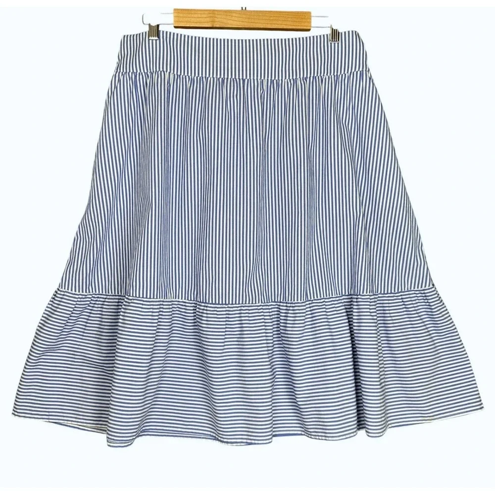 J. Crew Blue Striped Tiered Mini Skirt
